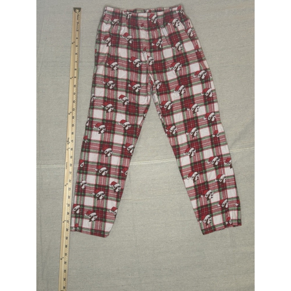 Buc-ees Christmas Pajama Set Women M Red Plaid Santa Beaver Good Short Sleeve